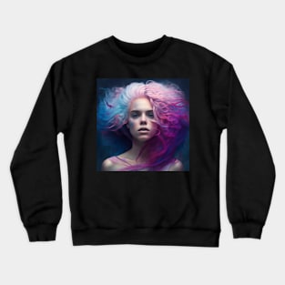 Girl with blue and pink hair Crewneck Sweatshirt